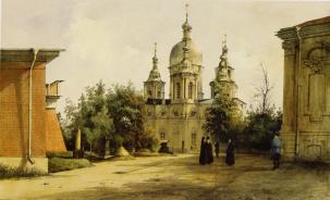 Holy Trinity & St. Sergius Hermitage near Strelna. Lithograph by F.-V. Perrott. 1841.