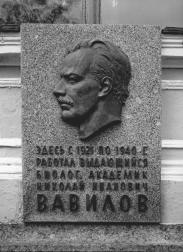 Memorial plaque dedicated to N.I.Vavilov (44 Bolshaya Morskaya Street).