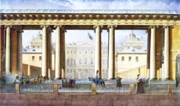 Аничков дворец со стороны Фонтанки. Акварель В.С.Садовникова. 1838