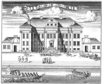 Winter Palace of Peter the Great. Engraving by A.F.Zubov. 1716.
