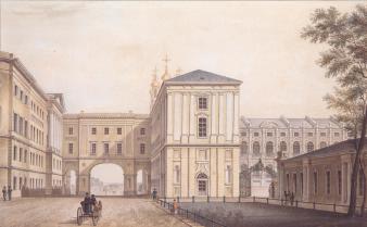 View of the Lyceum and Catherine's Palace. Lithograph by S.Gosse from the original of A.A.Ton. 1820s.