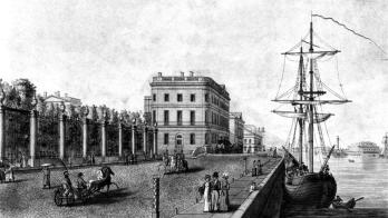 Набережная Невы у Летнего сада. Литография неизвестного художника. 1820-е