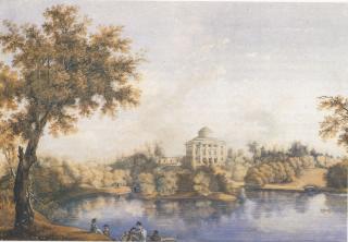 View of Pavlovsk Palace from the Slavyanka River. By Semen F. Shchedrin. Circ. 1796.