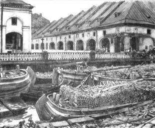E.E.Lansere. The Old Nikolsky Market (Barges). Watercolour 1901.
