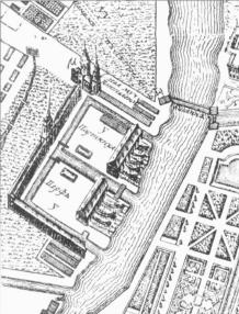 Partikulyarny Shipyard. Fragment of the Saint Petersburg city plan. 1753.