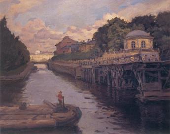 "Крюков канал в белую ночь". Худ. С. П. Яремич. 1908.