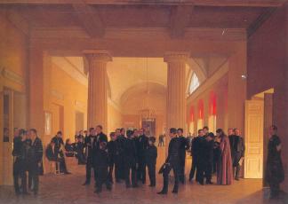 Hall of the Law School with a Group of Instructors and Students. By S.K.Zaryanko. 1840.