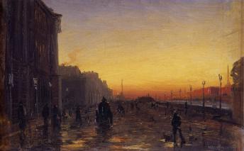 Dawn in St. Petersburg. By F.A.Vasiliev . The late 1860s.