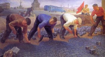 Repair of a Diabase Pavement. Painter A.A.Andreev. 1934-35.