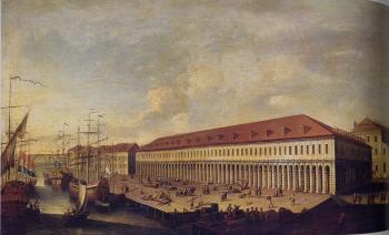 Биржа и Гостиный двор. Картина неизвестного художника. Третья четверть XVIII века