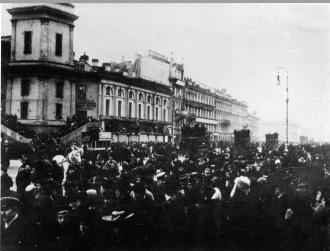 Манифестация на Невском проспекте. 18 октября 1905.