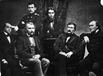 Contributors of Sovremennik journal. Photo by S.L.Levitsky. 1856.