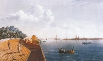 View of the Neva. Watercolour by M.F.Dammam de Marte. 1813.