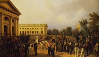 Guards Officials at the Alexander Palace in Tsarskoe Selo. By F.Kruger. 1841.