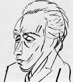 N.I.Kulbin. The Portrait of Velimir Khlebnikov. Lithograph. 1913.