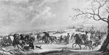 "Дорога в Красный кабачок". Гравюра А. И. Зауервейда. 1813.