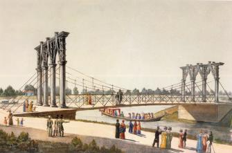 View of Ekaterinhofsky Bridge. Lithograph, 1824-27.