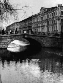 Stone bridge across Griboedova Canal.