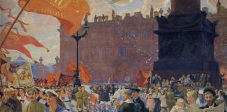 B.M.Kustodiev. A Manifestation on Uritskogo Square in Petrograd on July 19, 1920. 1921.