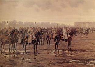 Парад на Марсовом поле 23 ноября 1878 года (5-я батарея Конногвардейской бригады). В.В. Мазуровский. 1880-е