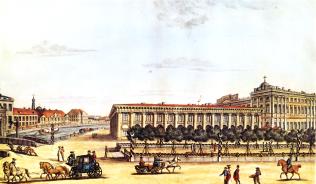 View of the Anichkov Palace and the Building of the Cabinet. Engraving by I.I.Terebenev. 1814.