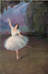 Tamara Karsavina in La Sylphide Ballet. By S.A.Sorin. 1910.