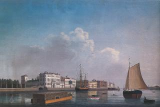 View of the Neva by Dvortsovaya Embankment. I.V.G. Bart, 1810s.