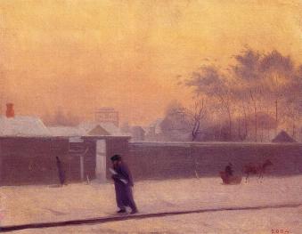 П. А. Федотов. "Зимний день. 20-я линия Васильевского острова". Ок. 1851.