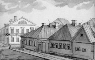 House in Peski. Watercolour by A.Fosse. 1844.
