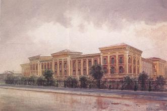 Pavlovsk Women's Institute. Watercolour by K. E. Geftler. 1880s.