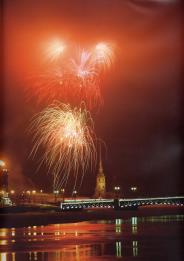 Festive salute over the Neva River.
