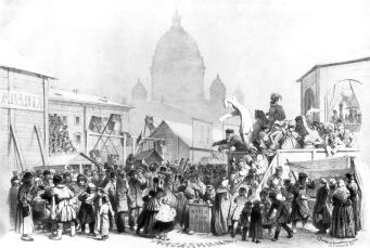 Shrovetide. Lithograph by V.F.Timm. 1858.