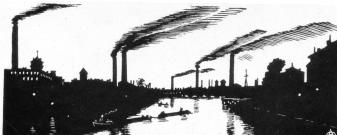 Vyborgskaya Side.. Engraving by A.P.Ostroumova-Lebedeva. 1930.