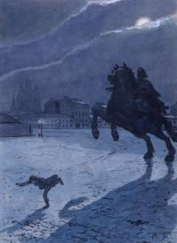 A.N.Benois. The frontispiece to the poem by Alexander Pushkin The Bronze Horseman. 1905.