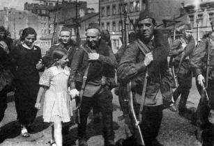 Seeing-off of Militia Soldiers. Photo by A.Mikhaylov. July 10, 1941.