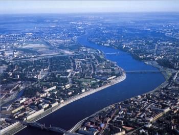 Newly-erected buildings of Nevsky District from a bird's eye view.