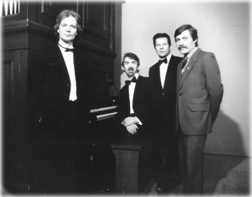 Restorers of the organ "Sauer", the 19th century musical culture monument, from left to right: Yu.N. Semyenov, O.I. Bezgubov, Yu.M. Fedorenko, V.A. Gradov.